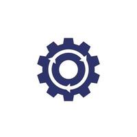Integration, integrate icon, gear and arrow vector