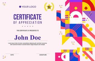 Modern Vibrant Flat Color Certificate Template vector