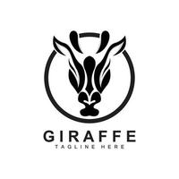 Giraffe Logo Design, Giraffe Head Vector Silhouette, High Neck Animal, Zoo, Tattoo Illustration, Product Brand