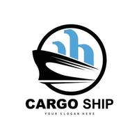 logotipo de buque de carga, vector de buque de carga rápida, velero, diseño para empresa de fabricación de buques, navegación fluvial, vehículos marinos, transporte, logística