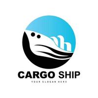 logotipo de buque de carga, vector de buque de carga rápida, velero, diseño para empresa de fabricación de buques, navegación fluvial, vehículos marinos, transporte, logística