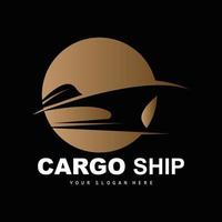 logotipo de buque de carga, vector de buque de carga rápida, velero, diseño para empresa de fabricación de buques, navegación fluvial, vehículos marinos, transporte, logística