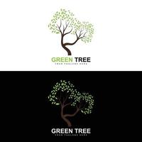 logotipo de árbol, árboles verdes y diseño de madera, ilustración forestal, juegos de árboles para niños vector