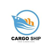 Cargo Ship Logo, Fast Cargo Ship Vector, Sailboat, Design For Ship Manufacturing Company, Waterway Sailing, Marine Vehicles, Transport, Logistics vector