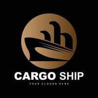 logotipo de buque de carga, vector de buque de carga rápida, velero, diseño para empresa de fabricación de buques, navegación fluvial, vehículos marinos, transporte, logística