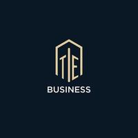 TE initial monogram logo with hexagonal shape style, real estate logo design ideas inspiration vector