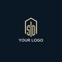 SO initial monogram logo with hexagonal shape style, real estate logo design ideas inspiration vector