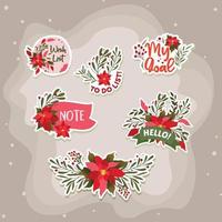 Poinsettias Themed Journaling Sticker Set vector