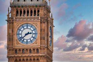 Close up view of the Big Ben clock tower and Westminster in London. photo