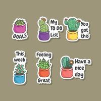 Cactus and Succulent Journal Stickers vector