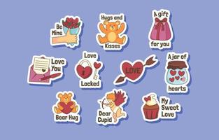 Valentines Journal Stickers vector