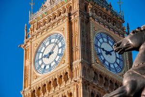 Close up view of the Big Ben clock tower and Westminster in London. photo