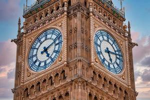 Close up view of the Big Ben clock tower and Westminster in London. photo