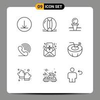 Outline Pack of 9 Universal Symbols of mail ring court receiver call Editable Vector Design Elements