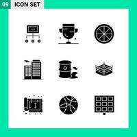 Pack of 9 Solid Style Icon Set Glyph Symbols for print Creative Signs Isolated on White Background 9 Icon Set Creative Black Icon vector background