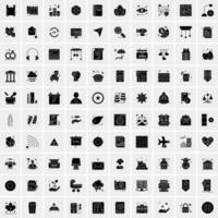 Set of 100 Universal Solid Icons vector