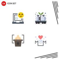 Set of 4 Vector Flat Icons on Grid for bad tank development industry presentation Editable Vector Design Elements