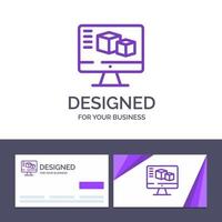 Creative Business Card and Logo template Computer Monitor Box Computing Vector Illustration