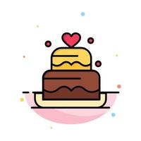 Cake Love Heart Wedding Abstract Flat Color Icon Template vector