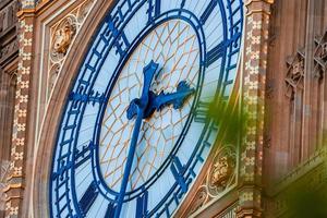 Close up view of the Big Ben clock tower and Westminster in London. photo