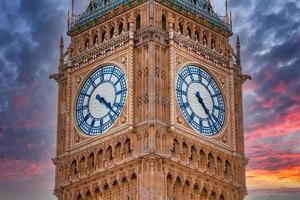 Close up view of the Big Ben clock tower and Westminster in London. photo