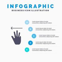 Hand Hand Cursor Up Left Solid Icon Infographics 5 Steps Presentation Background vector