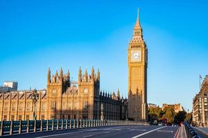 Early empty sunday morning by the Big Ben clock tower and Westminster in London. photo