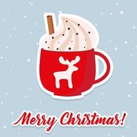 Christmas hot coffee in red cup. Vector illustration