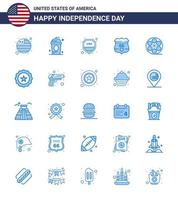 Set of 25 Modern Blues pack on USA Independence Day play security security usa american Editable USA Day Vector Design Elements