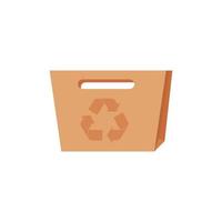 Eco empty bag kraft brown blank cardboard rectangle isolated on white background. vector