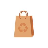 Eco empty bag kraft brown blank cardboard rectangle isolated on white background. vector