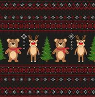 Knitted Christmas and New Year pattern. Wool Knitting Sweater Design. Wallpaper wrapping paper textile print. vector