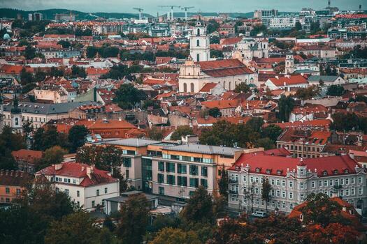 Aerial Views of Vilnius, Lithuania by Drone photo