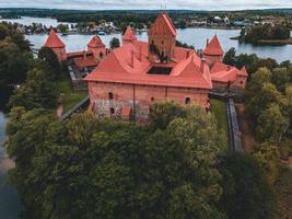 Trakai Island Castle by drone in Lithuania photo