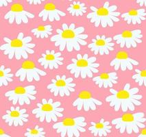 Seamless pattern with chamomile flowers on pink background. vector