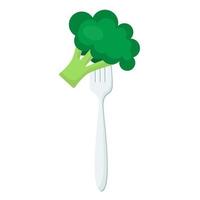 Broccoli On forks Concept of diet. Vector illustration.