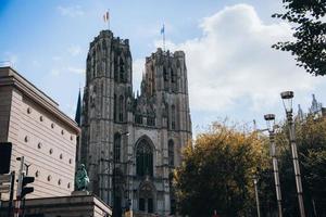 Michael and St Gudula Cathedral in the city of Brussels, Belgium photo