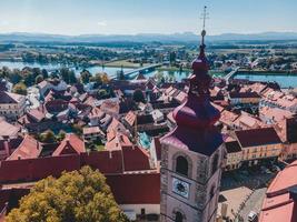 Aerial drone views of Ptuj in Slovenia photo