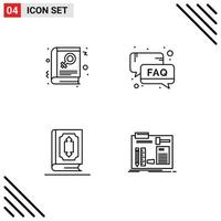 Modern Set of 4 Filledline Flat Colors and symbols such as book quran sign service islam Editable Vector Design Elements