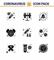 Coronavirus Precaution Tips icon for healthcare guidelines presentation 9 Solid Glyph Black icon pack such as protection water tubes drop avoid viral coronavirus 2019nov disease Vector Design El