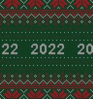 New Year Seamless Knitted Pattern with number 2022. Knitting Sweater Design. Wool Knitted Texture. Vector illustration