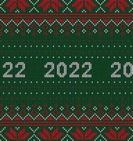 New Year Seamless Knitted Pattern with number 2022. Knitting Sweater Design. Wool Knitted Texture. Vector illustration