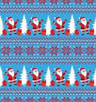Knitted Christmas and New Year pattern into santa. Wool Knitting Sweater Design. Wallpaper wrapping paper textile print. Eps 10 vector