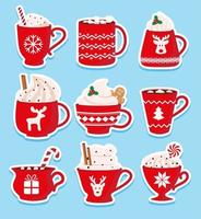 Set of cute Christmas hot drinks sticks. Vector illustration.