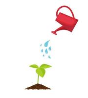 Watering plants with watering cans. Phases of plant cultivation. Vector illustration in flat style.