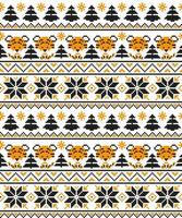 Knitted Christmas and New Year pattern in Tiger. Wool Knitting Sweater Design. Wallpaper wrapping paper textile print. vector