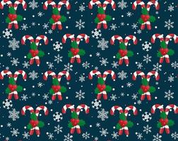 Christmas vector seamless pattern with candy canes and snowflakes. Background for wrapping paper, fabric print, greeting cards design