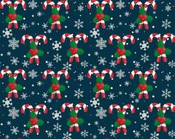 Christmas vector seamless pattern with candy canes and snowflakes. Background for wrapping paper, fabric print, greeting cards design