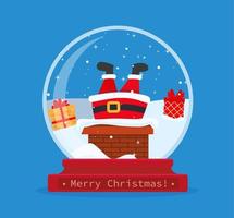 Christmas snow globe with santa claus inside. Merry Christmas. Celebrating new year and christmas. Vector illustration in flat style