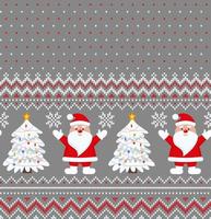 Knitted Christmas and New Year pattern into santa. Wool Knitting Sweater Design. Wallpaper wrapping paper textile print. vector